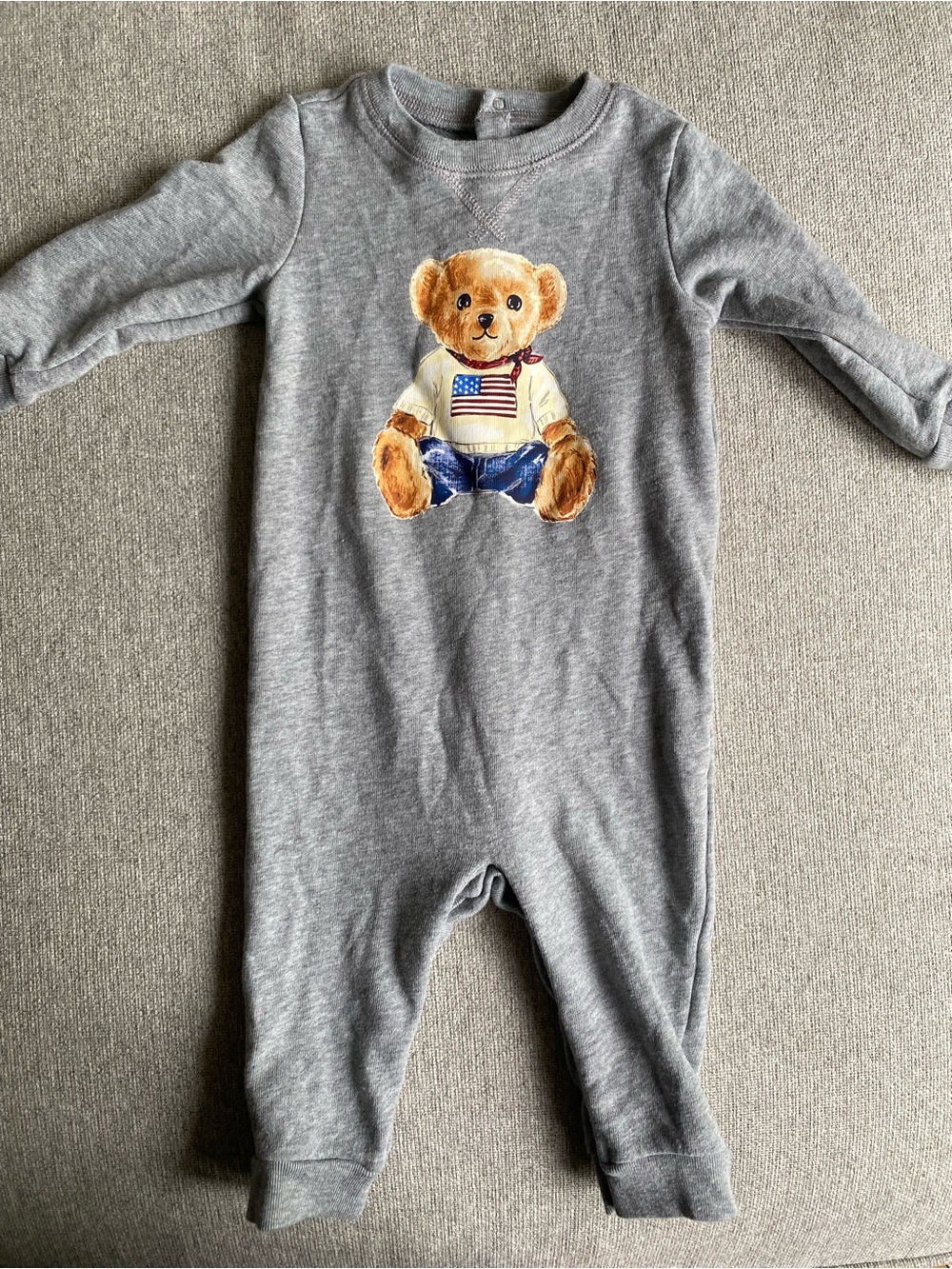 Ralph Lauren Gray Teddy Bear Footie One-Piece